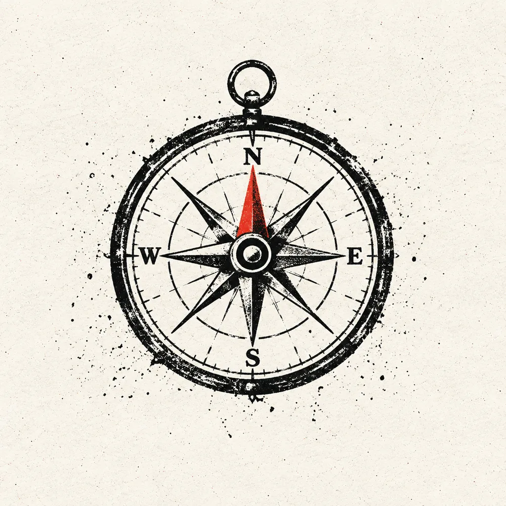 Distressed compass illustration