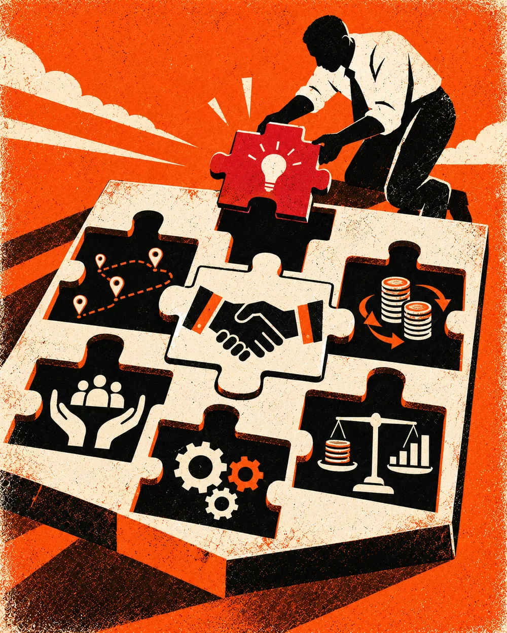 Editorial illustration for Week 34: You Found Product Market Fit. What Else Has to Fit?